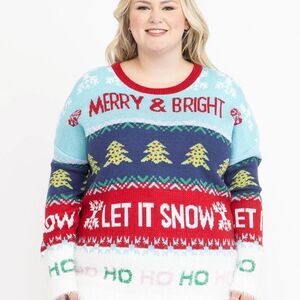 33 Degrees "Merry & Bright" Holiday Christmas Sweater Size XXL